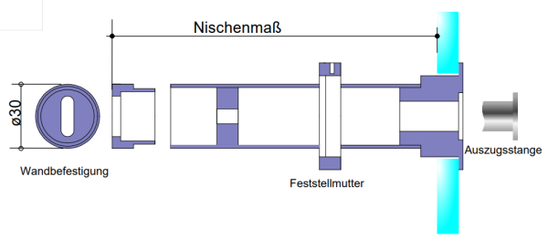 Stabilisierungsstange ausziehbar ø 30 mm